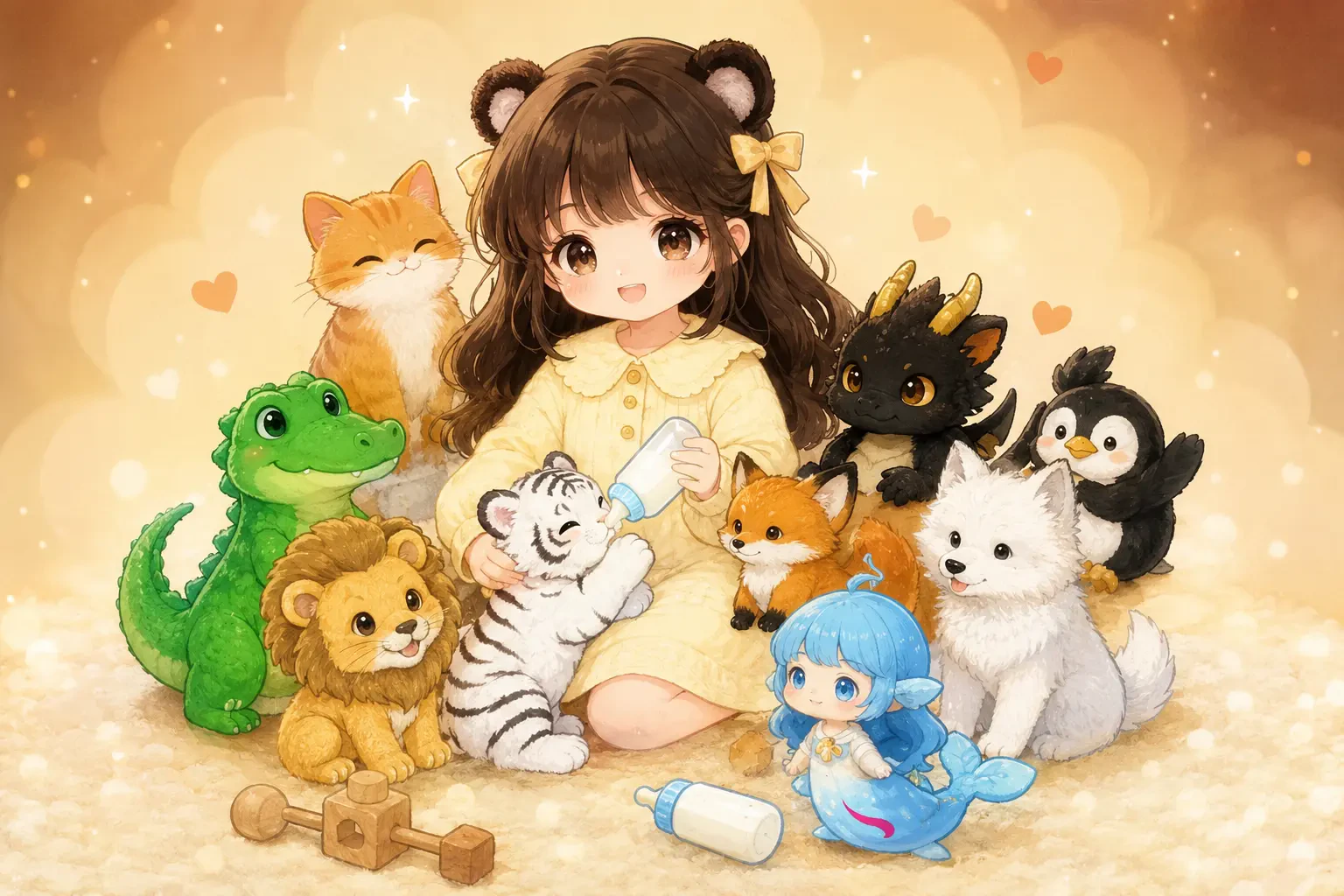 Phế Thư Ngữ Bé Sơ Sinh Cấp Tối Đa, Đàn Con Thú Nhân Cầu Ôm Ôm